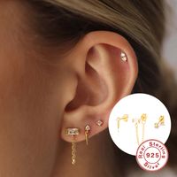 1 Set Fashion Square Silver Plating Inlay Zircon Ear Studs main image 3