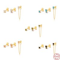 1 Set Fashion Square Silver Plating Inlay Zircon Ear Studs main image 5