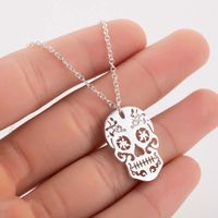 Stainless Steel Retro Plating Skull Pendant Necklace main image 4