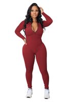 Women's Daily Casual Solid Color Full Length Zipper Jumpsuits main image 3