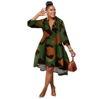Women's Regular Dress Casual Turndown Printing 3/4 Length Sleeve Color Block Leopard Camouflage Midi Dress Daily main image 3