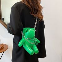 Women's Pu Leather Animal Bear Streetwear Chain Zipper Crossbody Bag main image 2