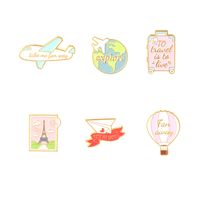 Cute Novelty Earth Hot Air Balloon Airplane Alloy Stoving Varnish Unisex Brooches main image 3