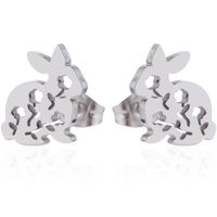 1 Pair Japanese Style Rabbit Animal Titanium Steel Plating Ear Studs sku image 1