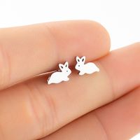 1 Pair Japanese Style Rabbit Animal Titanium Steel Plating Ear Studs sku image 2