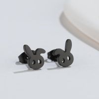1 Pair Fashion Rabbit Turkey Cat Titanium Steel Plating Hollow Out Ear Studs sku image 21