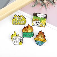 Simple Style Earth Letter Flame Alloy Stoving Varnish Unisex Brooches main image 5