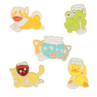 Cartoon Style Cute Animal Wine Glass Alloy Stoving Varnish Women's Brooches main image 2