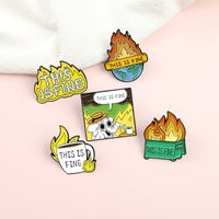 Simple Style Earth Letter Flame Alloy Stoving Varnish Unisex Brooches main image 1
