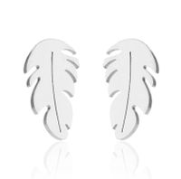 1 Pair Simple Style Feather Stainless Steel Plating Ear Studs main image 3