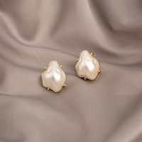 1 Paire Style Simple Géométrique Alliage Placage Perles Artificielles Femmes Boucles D'oreilles main image 2