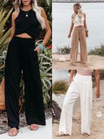 Women's Daily Casual Solid Color Full Length Wide Leg Pants main image 1
