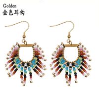 Ethnic Style Color Hand-beaded Tassel Long Earrings sku image 4