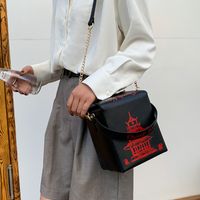 Women's Medium Pu Leather House Fashion Square Magnetic Buckle Crossbody Bag main image 4
