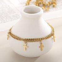 1 Piece Fashion Cross Titanium Steel Plating 18k Gold Plated Women's Anklet main image 6