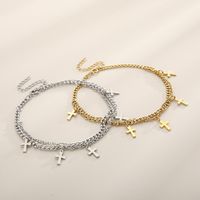 1 Piece Fashion Cross Titanium Steel Plating 18k Gold Plated Women's Anklet main image 1