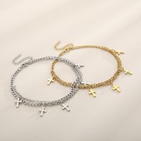 1 Piece Fashion Cross Titanium Steel Plating 18k Gold Plated Women's Anklet main image 7