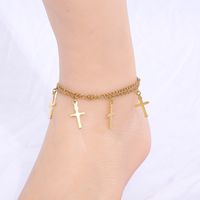 1 Piece Fashion Cross Titanium Steel Plating 18k Gold Plated Women's Anklet main image 5