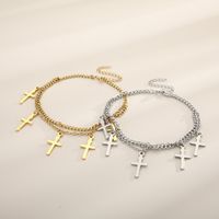 1 Piece Fashion Cross Titanium Steel Plating 18k Gold Plated Women's Anklet main image 3