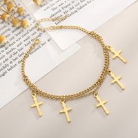 1 Piece Fashion Cross Titanium Steel Plating 18k Gold Plated Women's Anklet main image 2
