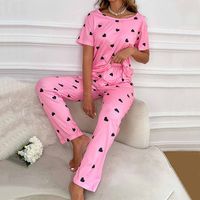 Women's Fashion Heart Shape Polyester Milk Fiber Pants Sets main image 1