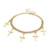 1 Piece Fashion Cross Titanium Steel Plating 18k Gold Plated Women's Anklet sku image 4