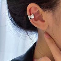 1 Piece Simple Style Heart Shape Alloy Plating Rhinestones Women's Ear Clips main image 1