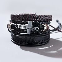 Fashion Cross Pu Leather Alloy Leather Unisex Bracelets main image 3