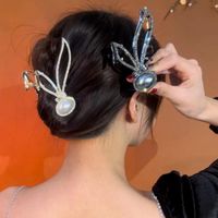 Fashion Bunny Ears Alloy Inlay Artificial Pearls Rhinestones Hair Claws 1 Piece main image 2