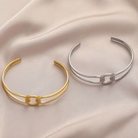 1 Piece Simple Style Square Leaves Heart Shape Titanium Steel Plating Hollow Out Bangle main image 4
