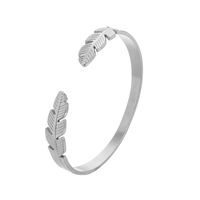 1 Piece Simple Style Square Leaves Heart Shape Titanium Steel Plating Hollow Out Bangle sku image 4