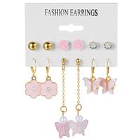 1 Set Elegant Heart Shape Flower Butterfly Alloy Plating Inlay Artificial Gemstones Women's Drop Earrings Ear Studs main image 5