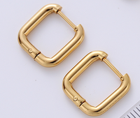 1 Pair Casual Classic Style Commute Hexagon Quadrilateral Circle Stainless Steel Plating Metal Earrings sku image 3