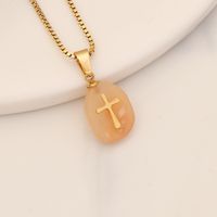 1 Piece Fashion Cross Stainless Steel Natural Stone Pendant Necklace sku image 8