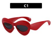 Fashion Solid Color Ac Cat Eye Full Frame Women's Sunglasses sku image 1