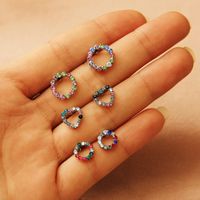 1 Set Retro Moon Water Droplets Heart Shape Metal Copper Inlay Artificial Gemstones Artificial Rhinestones Resin 18k Gold Plated Gold Plated Silver Plated Women's Ear Studs sku image 19
