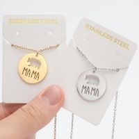 201 Stainless Steel MAMA Simple Style Irregular Plating Hollow Out Letter Bear Pendant Necklace main image 1