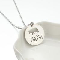 201 Stainless Steel MAMA Simple Style Irregular Plating Hollow Out Letter Bear Pendant Necklace main image 5
