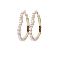 1 Paire Mode Forme De Cœur Alliage Placage Perles Artificielles Femmes Des Boucles D'oreilles sku image 1