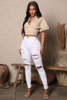 Women's Street Fashion Streetwear Solid Color Full Length Ripped Jeans main image 2