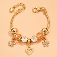 1 Piece Simple Style Heart Shape Flower Alloy Rhinestone Steel Women's Bracelets sku image 1