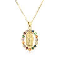 Fashion Virgin Mary Copper 18k Gold Plated Zircon Pendant Necklace In Bulk sku image 1
