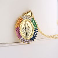 Fashion Virgin Mary Copper 18k Gold Plated Zircon Pendant Necklace In Bulk main image 4