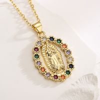 Fashion Virgin Mary Copper 18k Gold Plated Zircon Pendant Necklace In Bulk main image 3