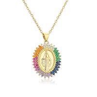 Fashion Virgin Mary Copper 18k Gold Plated Zircon Pendant Necklace In Bulk sku image 2
