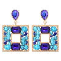 1 Pair Fashion Square Alloy Plating Inlay Glass Stone Women's Drop Earrings sku image 3