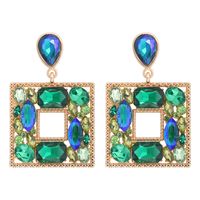 1 Pair Fashion Square Alloy Plating Inlay Glass Stone Women's Drop Earrings sku image 2