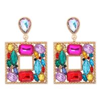 1 Pair Fashion Square Alloy Plating Inlay Glass Stone Women's Drop Earrings sku image 4