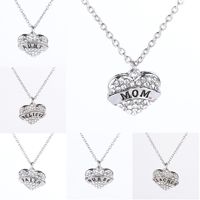 Fashion Mama Heart Shape Alloy Inlay Rhinestones Unisex Pendant Necklace main image 1