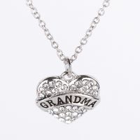 Fashion Mama Heart Shape Alloy Inlay Rhinestones Unisex Pendant Necklace sku image 1